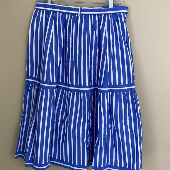 J. Crew Button-Front Striped Belted Skirt in Blue Nautical - Picture 9 of 12